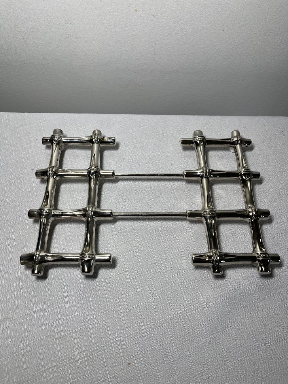 vintage FB Rogers silver-plated expandable bamboo trivet 
made in Italy